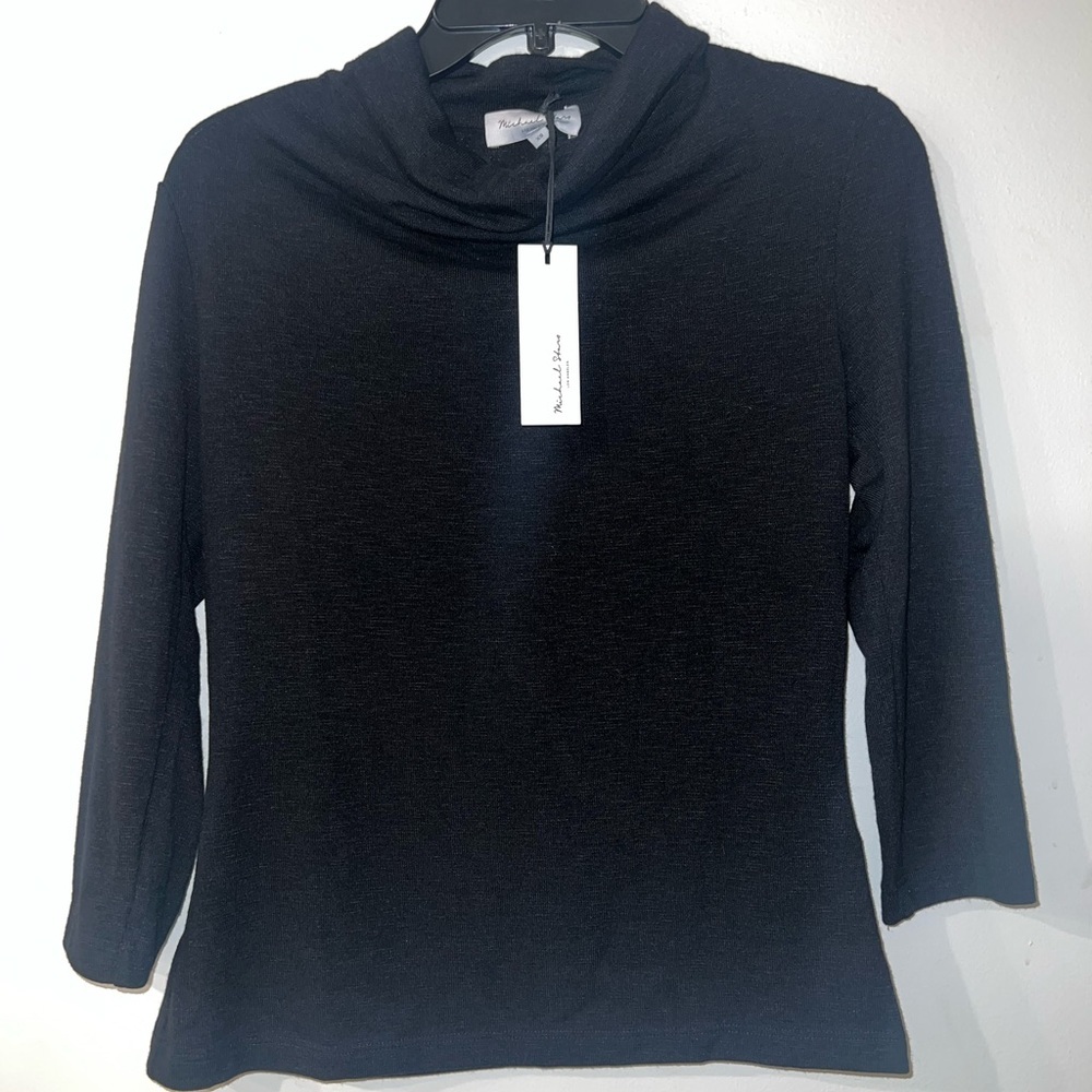 New Michael Stars, Women's Top/Shirt, One Size, Cowl Neck, 3/4 Sleeve, Black